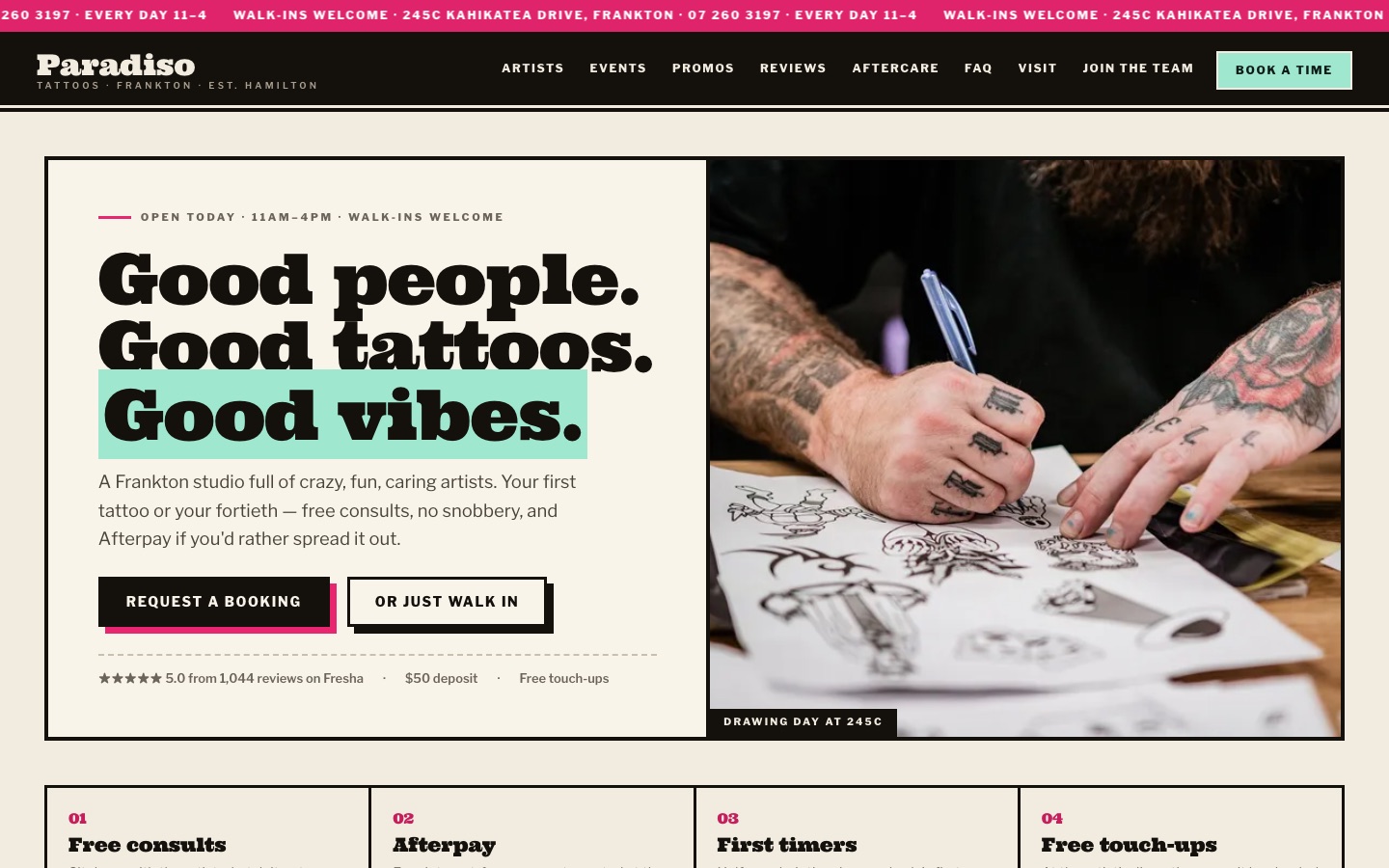 The Paradiso Tattoos homepage